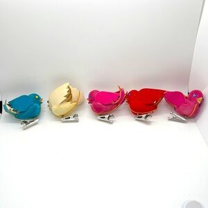 VTG MCM Felted Foam Bird Ornaments Clip On 5
